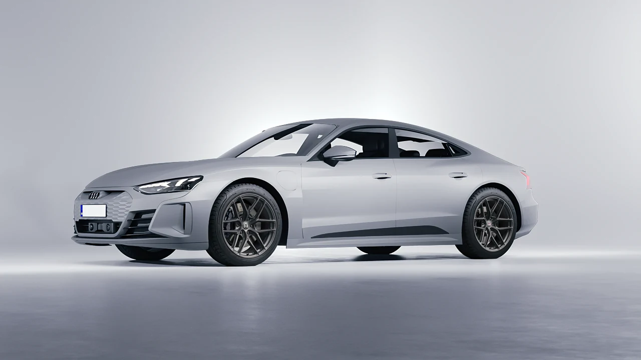 Audi RS e-tron GT 2022 on HRE Performance Wheels P161SC forged wheels, front three-quarter view