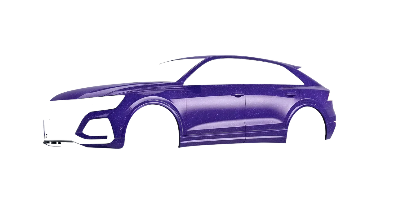 Audi RS Q8 2020 wrapped in Purple (Avery Dennison SW900-587-D), front three-quarter view