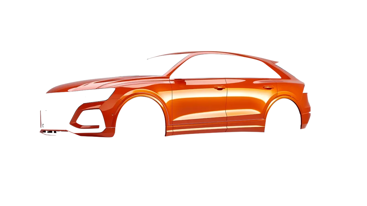 Audi RS Q8 2020 wrapped in Fiery Orange (3M G364), front three-quarter view