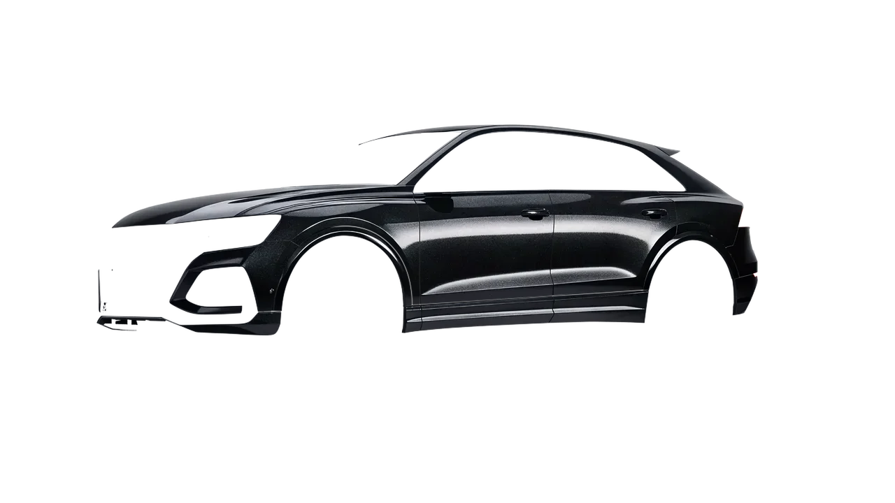 Audi RS Q8 2020 wrapped in Mystery Black (Avery Dennison SW900-184-M), front three-quarter view