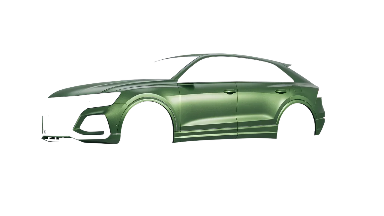 Audi RS Q8 2020 wrapped in Apple Green (Avery Dennison SW900-745-M), front three-quarter view