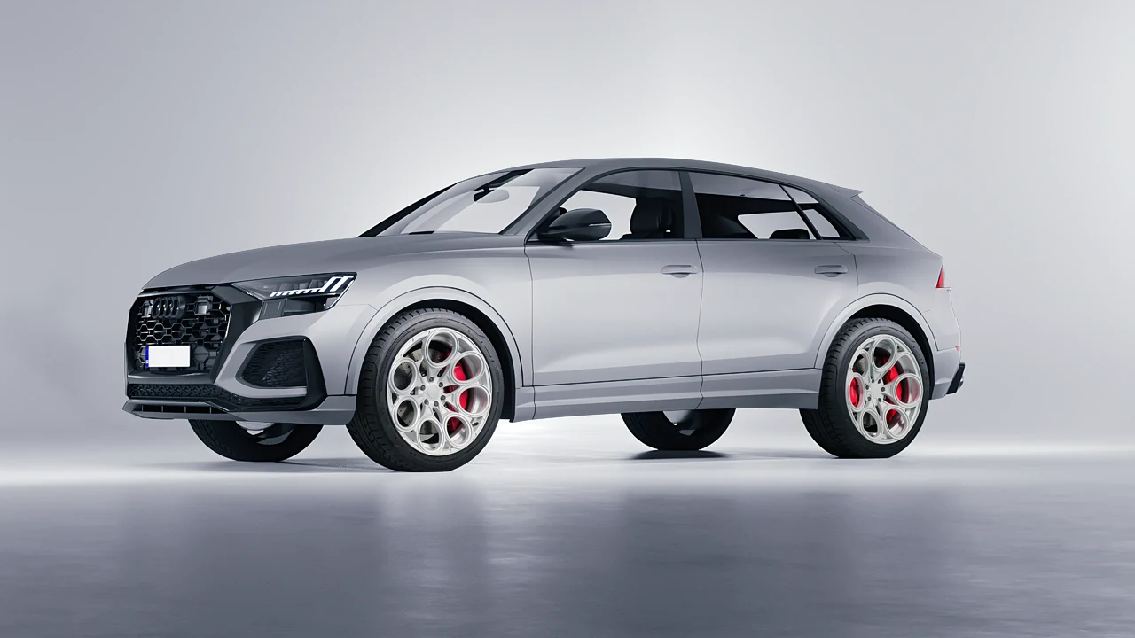 Audi RS Q8 2020 on RDB LA Revolver forged wheels, front three-quarter view