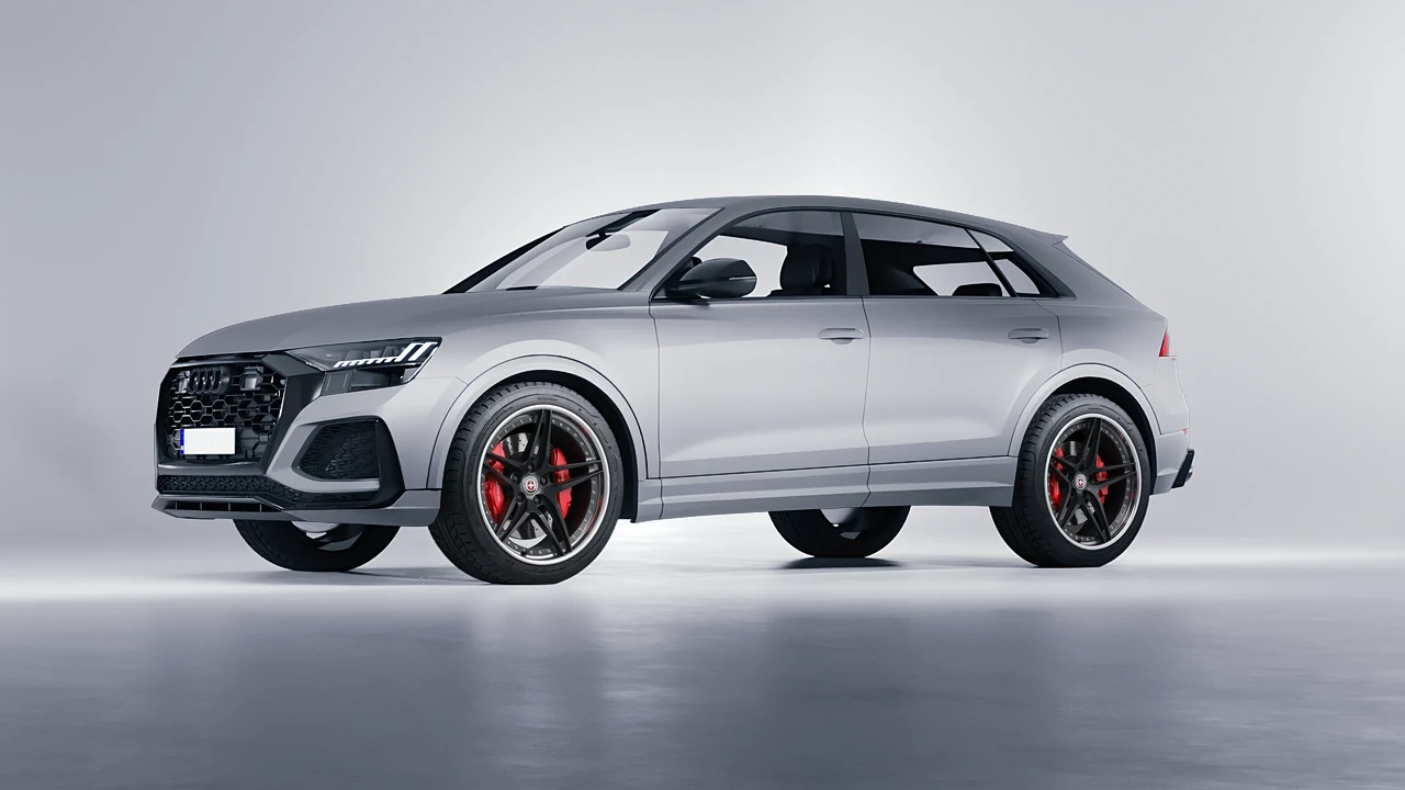 Audi RS Q8 2020 on HRE Performance Wheels S107 forged wheels, front three-quarter view