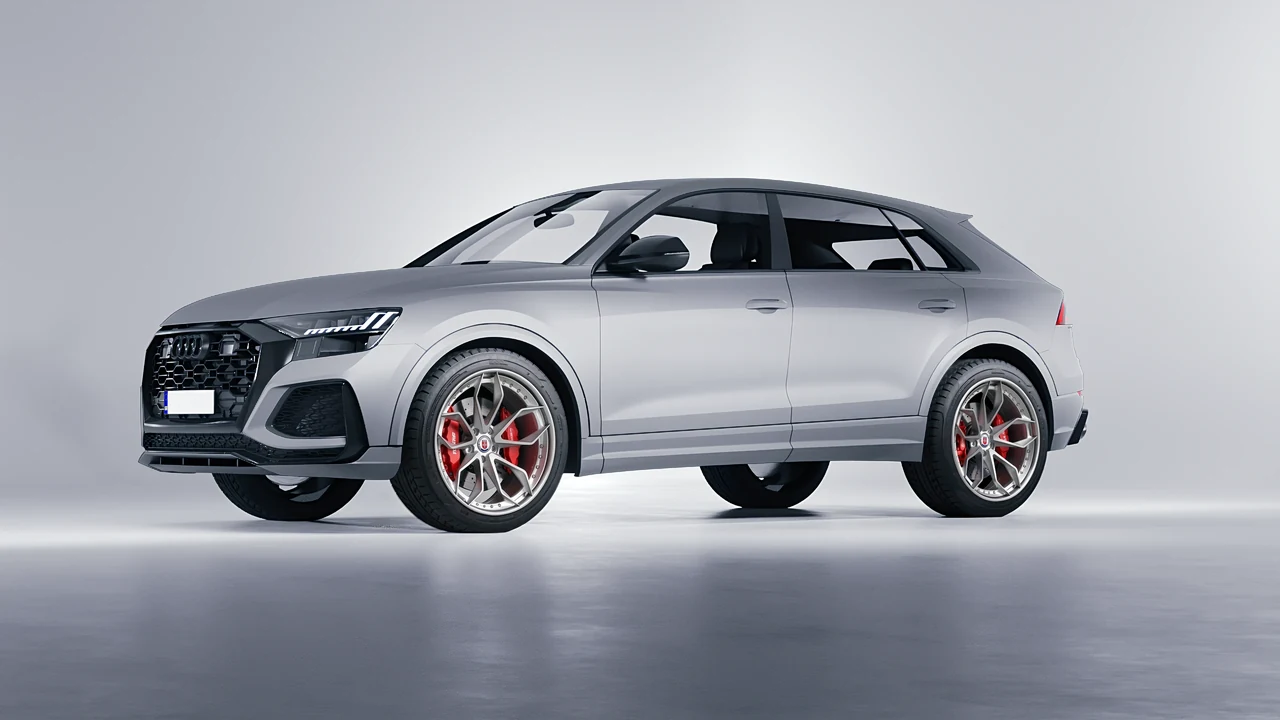 Audi RS Q8 2020 on HRE Performance Wheels S201 forged wheels, front three-quarter view
