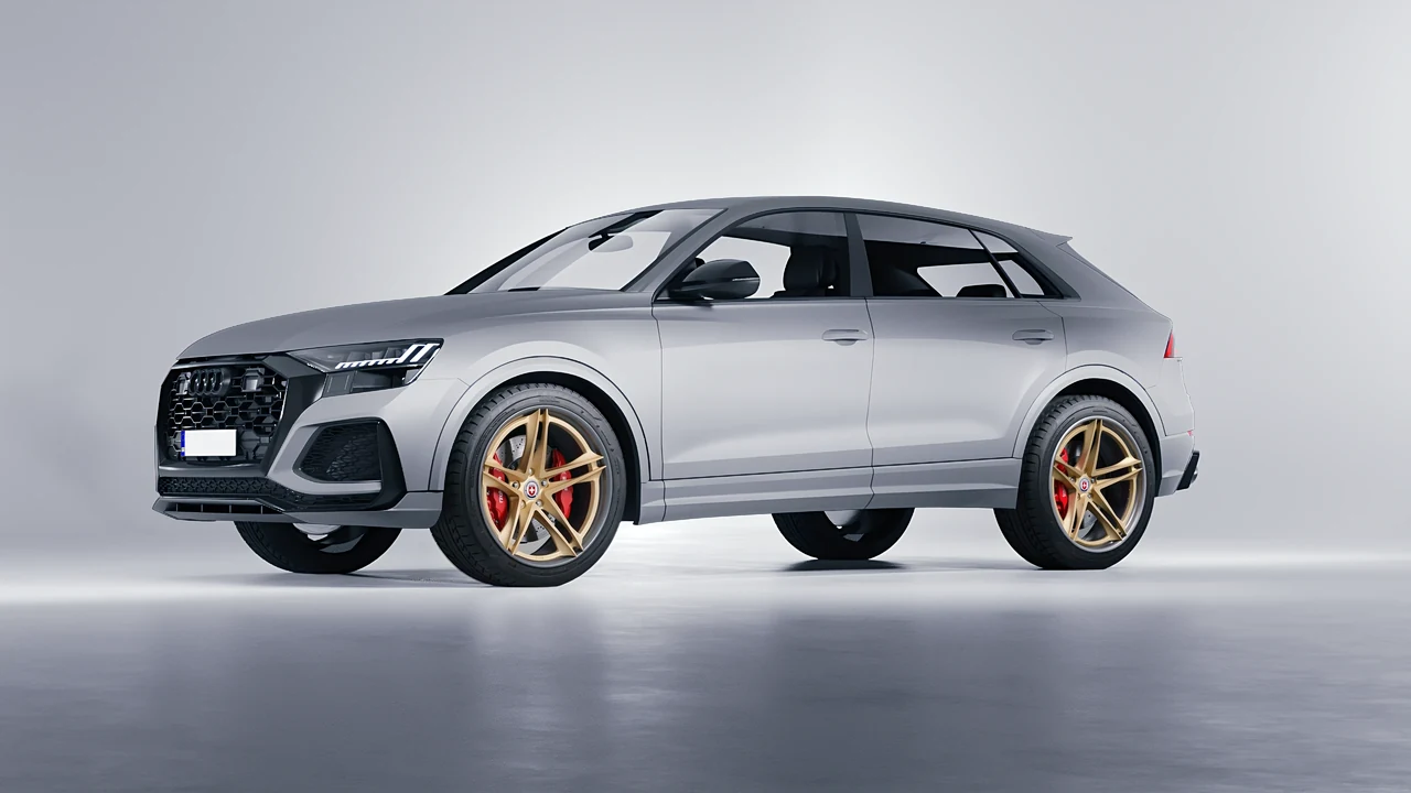 Audi RS Q8 2020 on HRE Performance Wheels S207H forged wheels, front three-quarter view