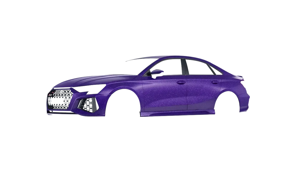 Audi RS3 Limousine 2021 wrapped in Purple (Avery Dennison SW900-587-D), front three-quarter view