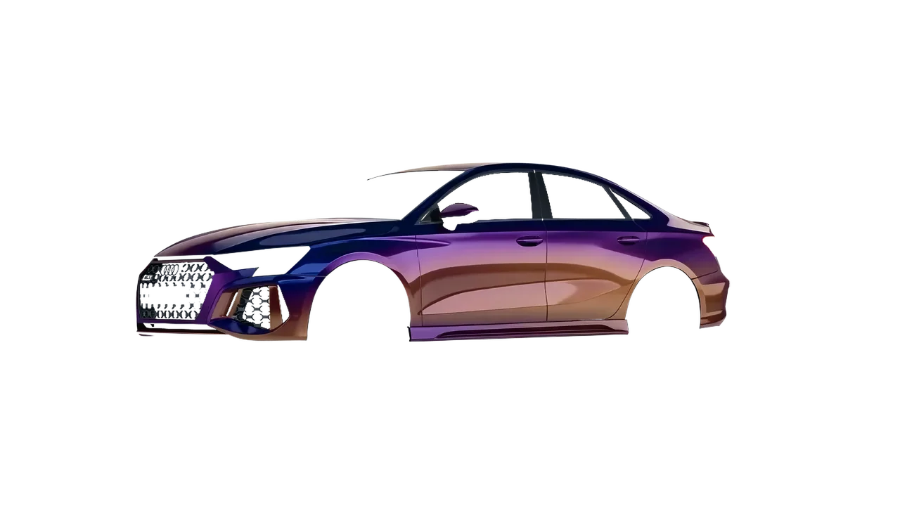 Audi RS3 Limousine 2021 wrapped in Gloss Flip Deep Space (3M GP278), front three-quarter view