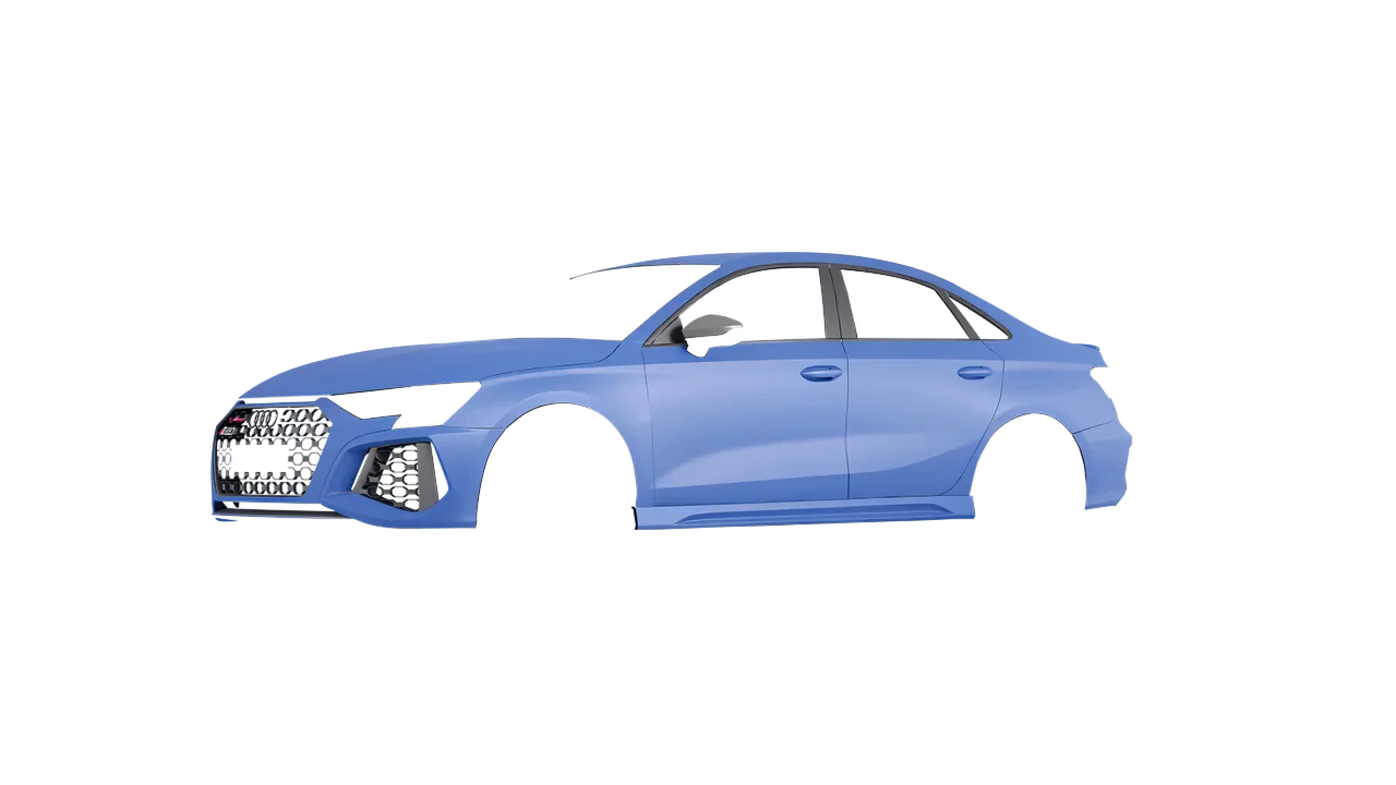 Audi RS3 Limousine 2021 wrapped in Dreamline Blue (Avery Dennison SW900-616-O), front three-quarter view