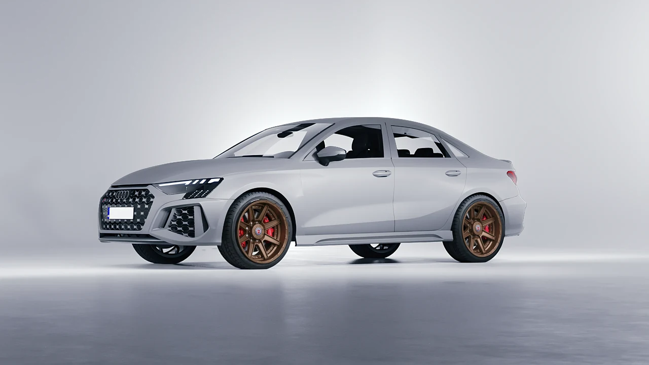 Audi RS3 Limousine 2021 on HRE Performance Wheels HD188 forged wheels, front three-quarter view