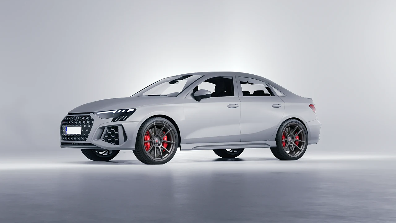 Audi RS3 Limousine 2021 on HRE Performance Wheels RC104 forged wheels, front three-quarter view