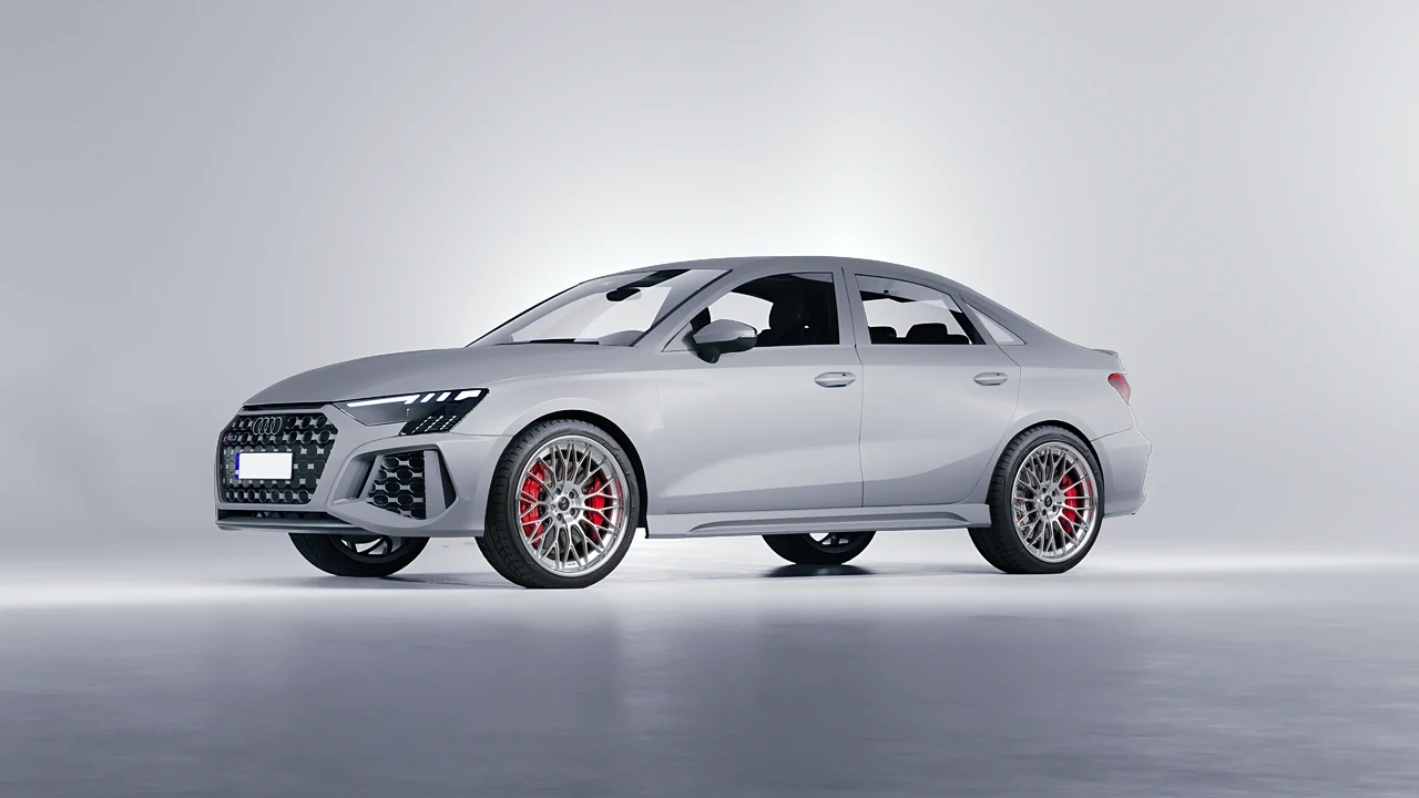 Audi RS3 Limousine 2021 on RDB LA Signature forged wheels, front three-quarter view