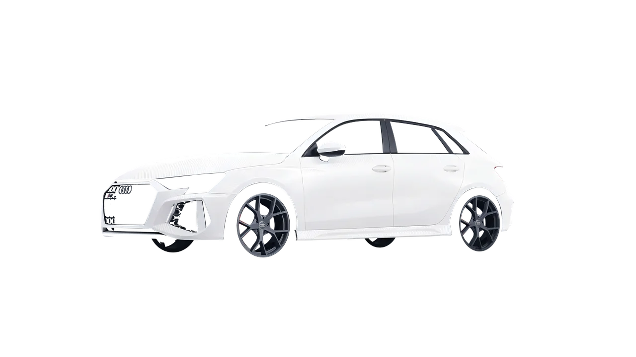Audi RS3 Sportback 2021 wrapped in Carbon Fiber White (Avery Dennison SW900-115-X), front three-quarter view