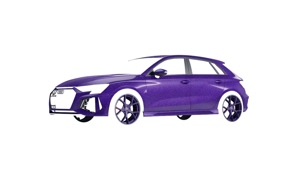 Audi RS3 Sportback 2021 wrapped in Purple (Avery Dennison SW900-587-D), front three-quarter view