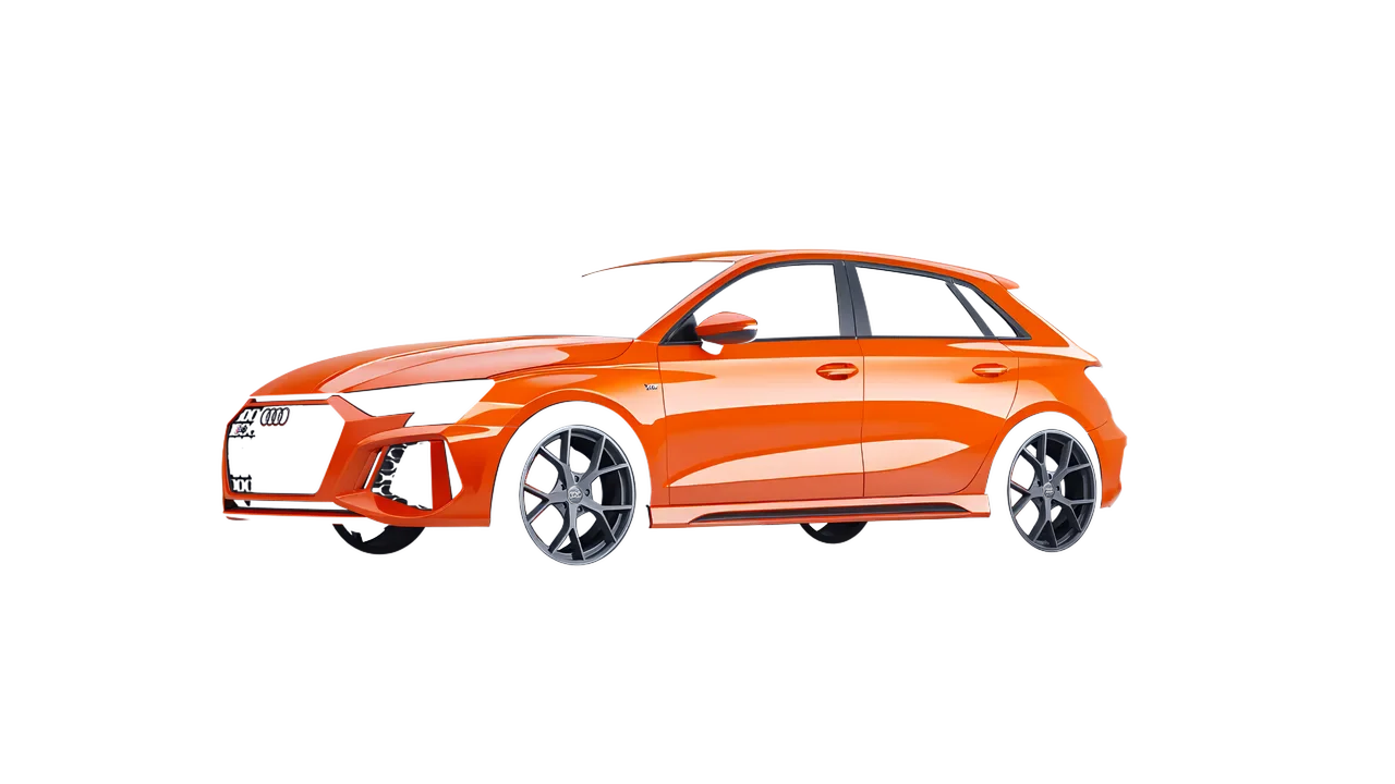 Audi RS3 Sportback 2021 wrapped in Fiery Orange (3M G364), front three-quarter view