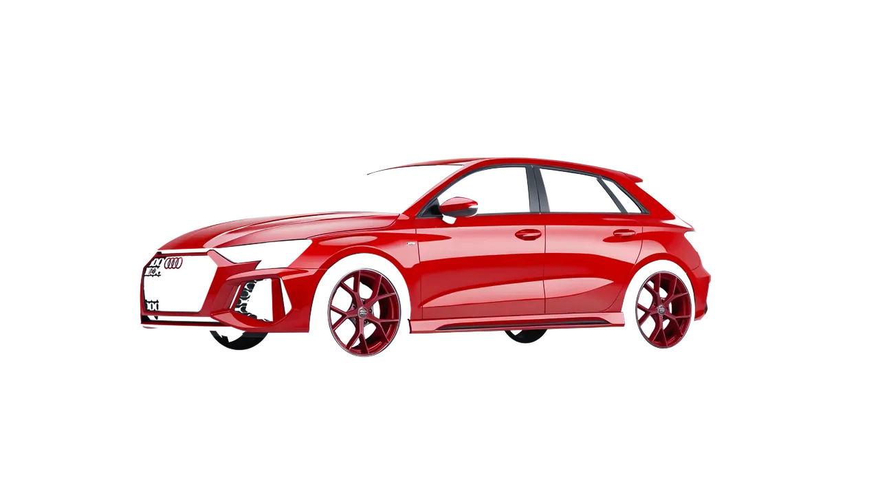 Audi RS3 Sportback 2021 wrapped in Hot Rod Red (3M G13), front three-quarter view