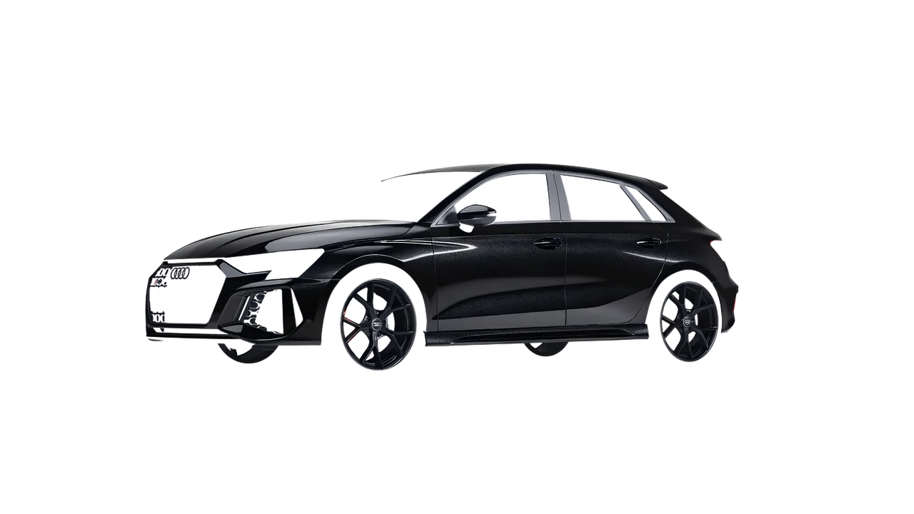 Audi RS3 Sportback 2021 wrapped in Mystery Black (Avery Dennison SW900-184-M), front three-quarter view
