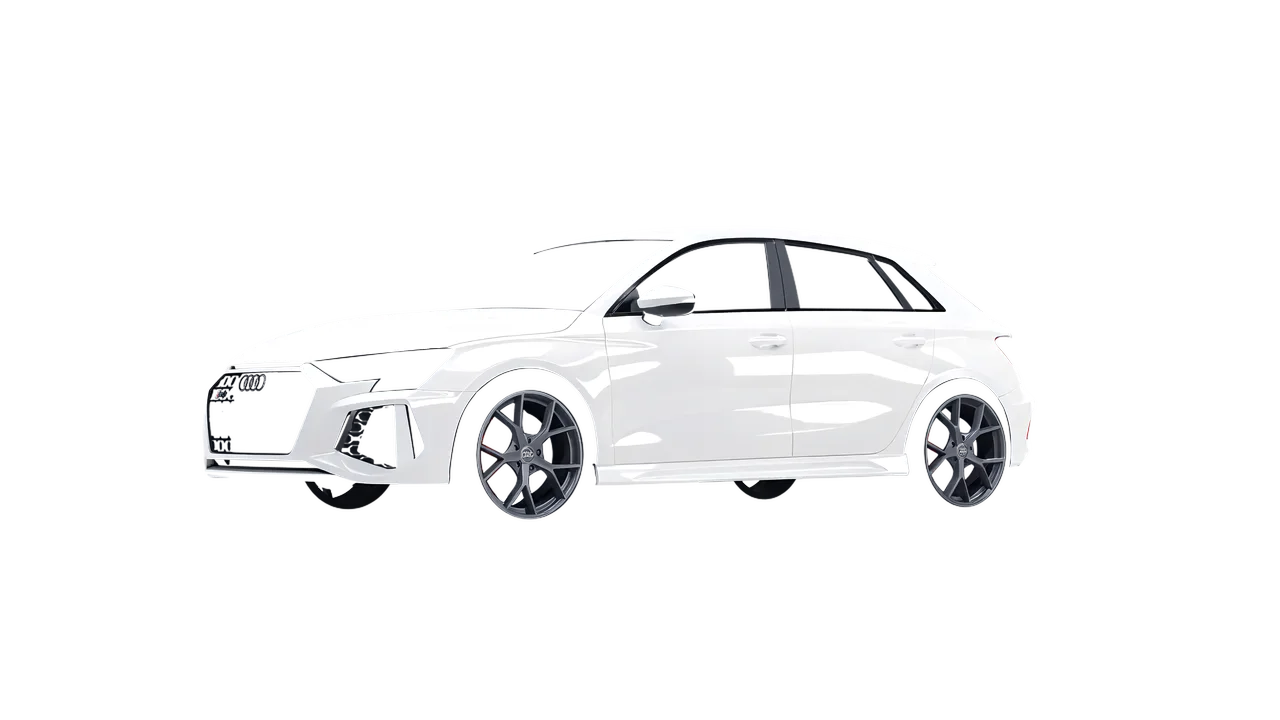 Audi RS3 Sportback 2021 wrapped in Gloss White (3M G10), front three-quarter view