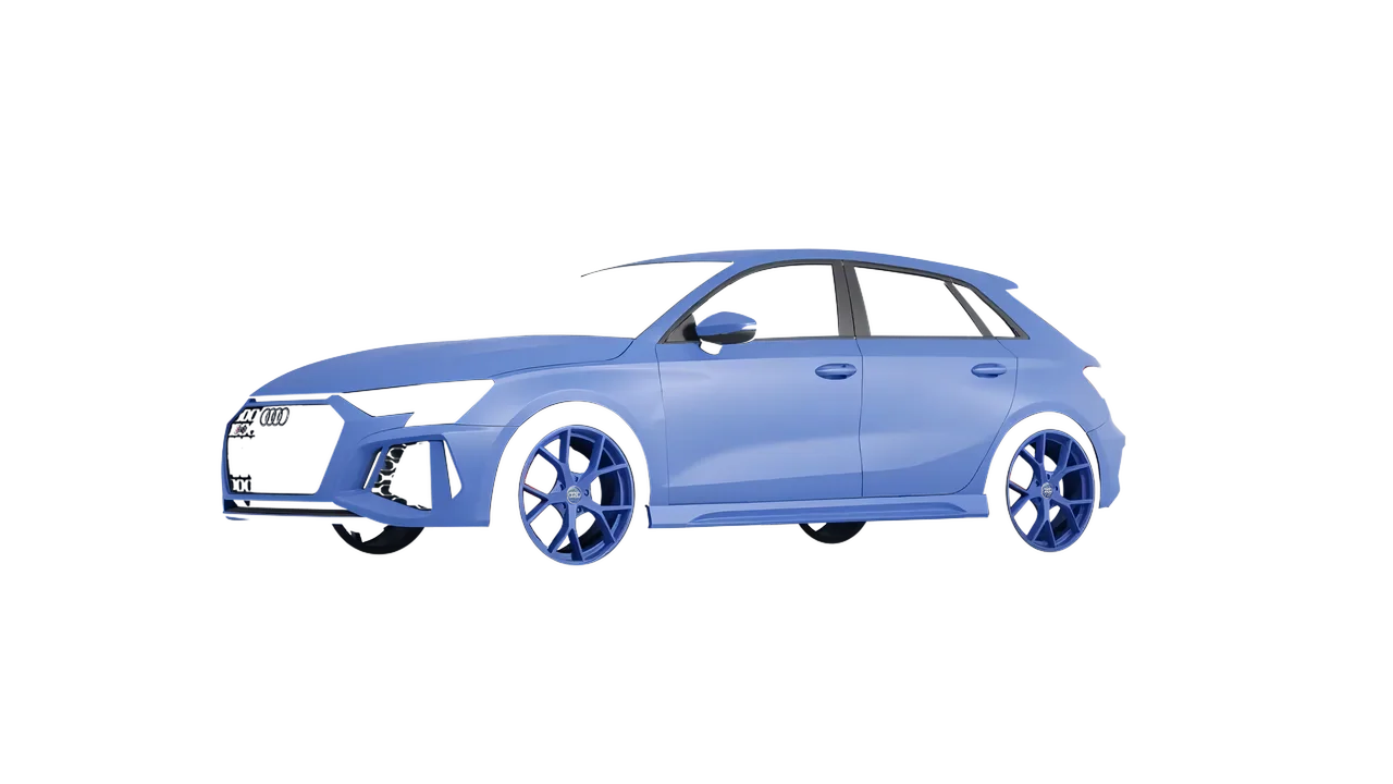 Audi RS3 Sportback 2021 wrapped in Dreamline Blue (Avery Dennison SW900-616-O), front three-quarter view
