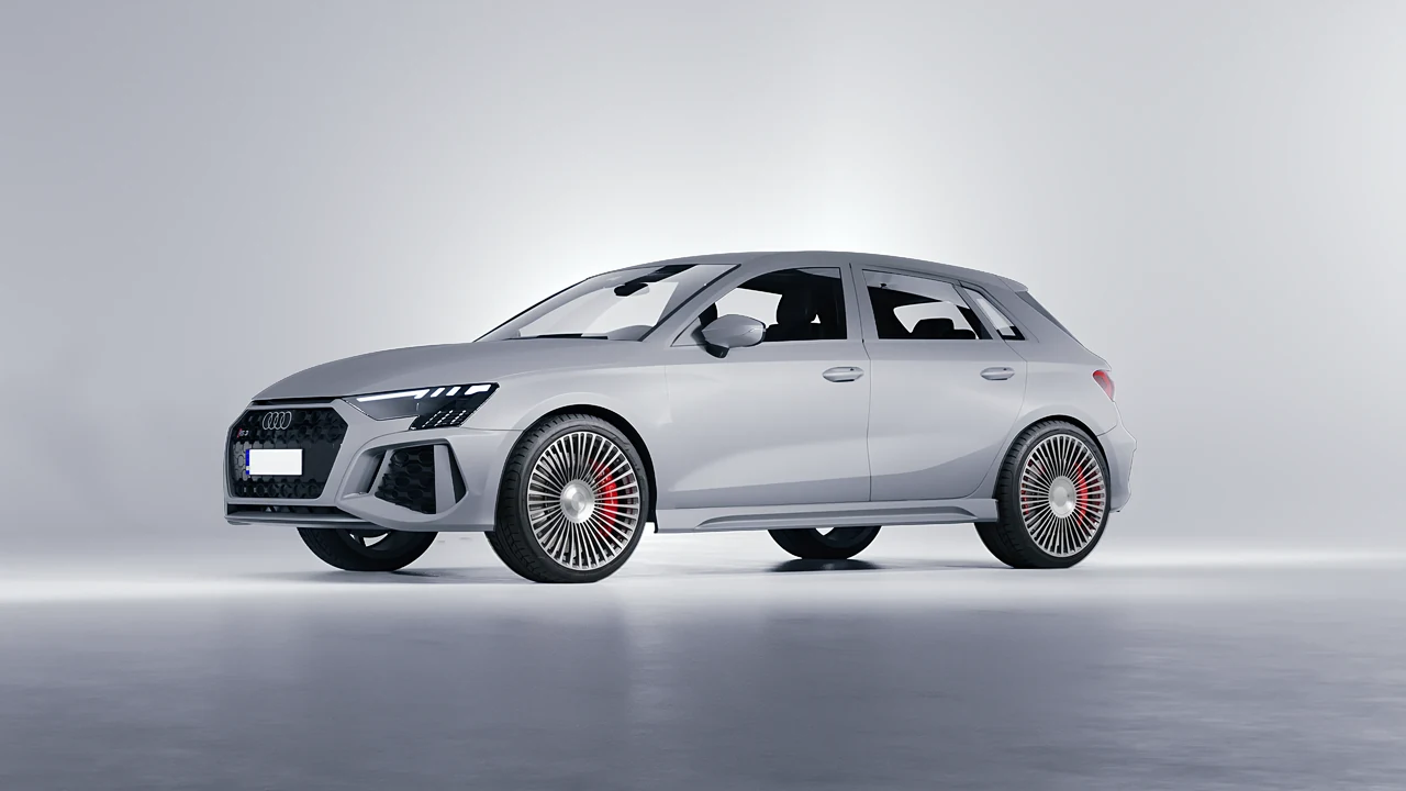 Audi RS3 Sportback 2021 on RDB LA 50 forged wheels, front three-quarter view