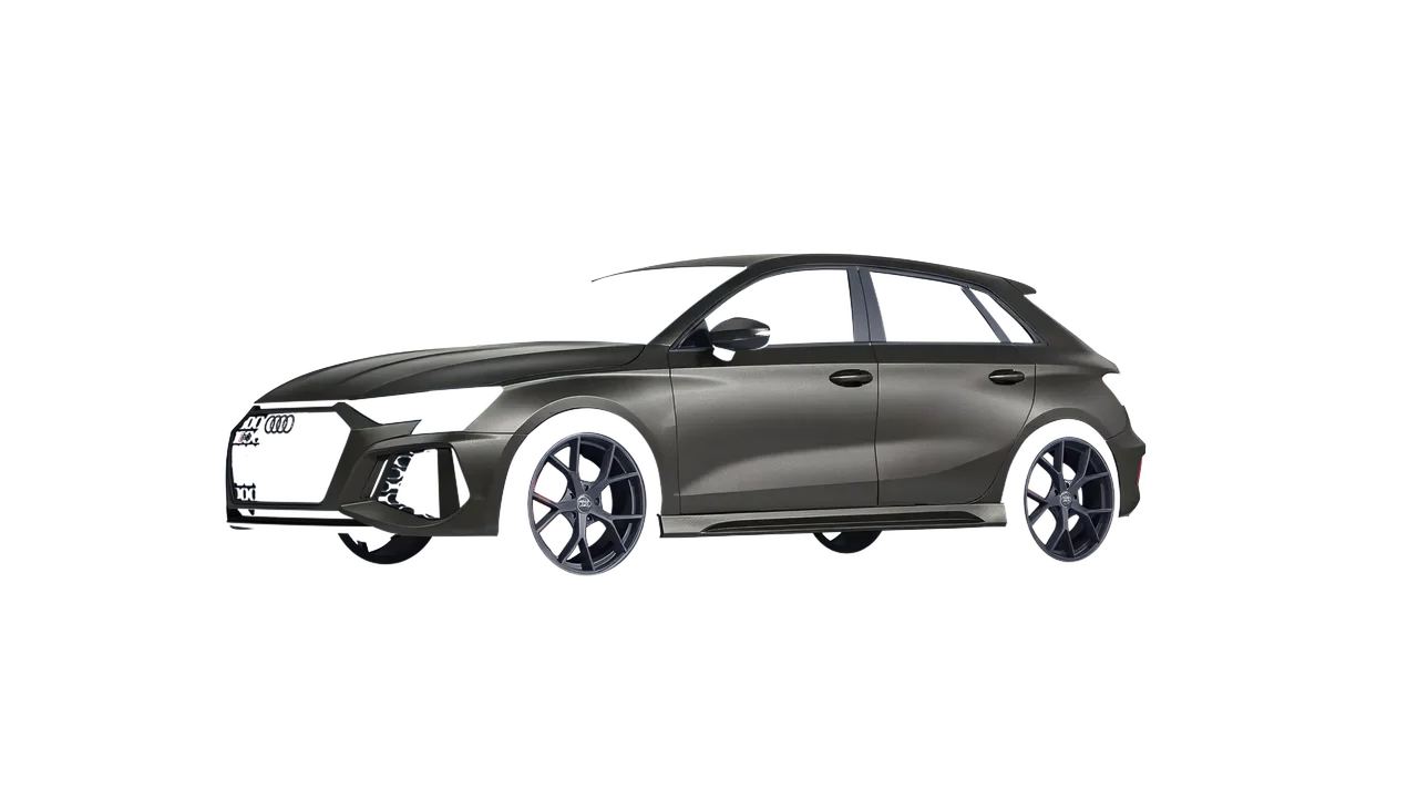 Audi RS3 Sportback 2021 wrapped in Black Rock Grey (Avery Dennison SW900-823-M), front three-quarter view
