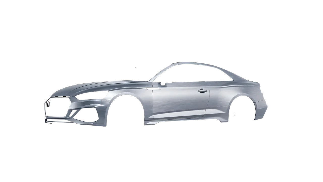 Audi RS5 Coupe 2020 wrapped in Brushed Aluminum (Avery Dennison SW900-812-X), front three-quarter view