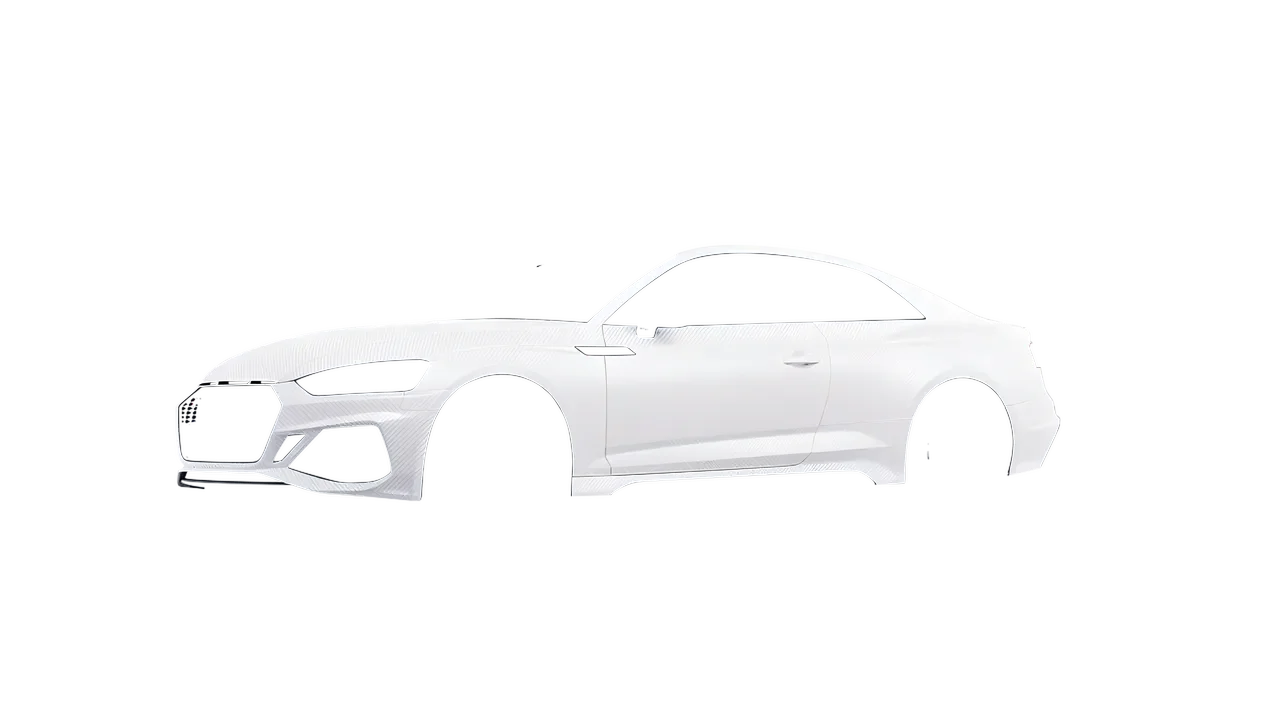 Audi RS5 Coupe 2020 wrapped in Carbon Fiber White (Avery Dennison SW900-115-X), front three-quarter view