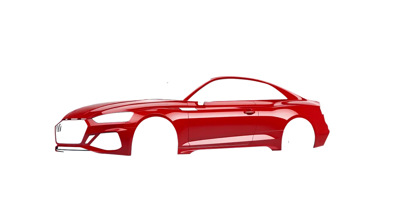 Audi RS5 Coupe 2020 wrapped in Hot Rod Red (3M G13), front three-quarter view