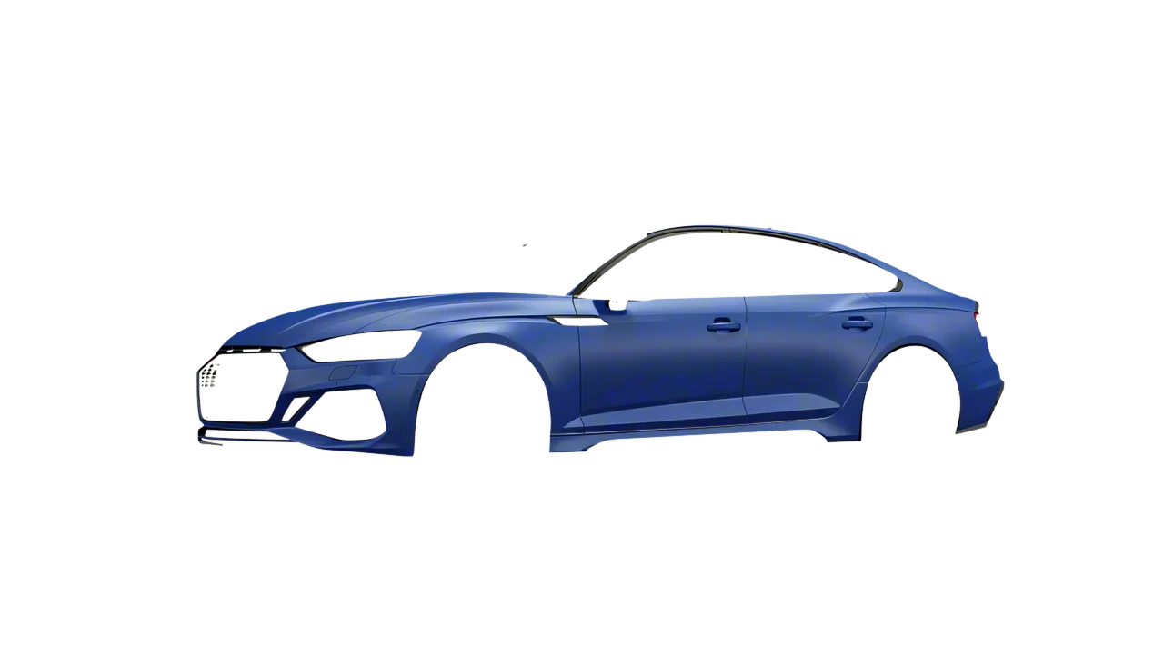 Audi RS5 Sportback 2023 wrapped in Dreamline Blue (Avery Dennison SW900-616-O), front three-quarter view