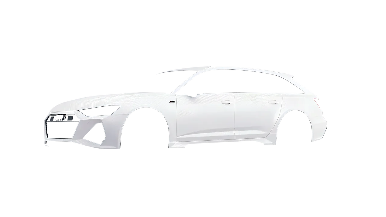 Audi RS6 Avant Performance 2023 wrapped in Carbon Fiber White (Avery Dennison SW900-115-X), front three-quarter view