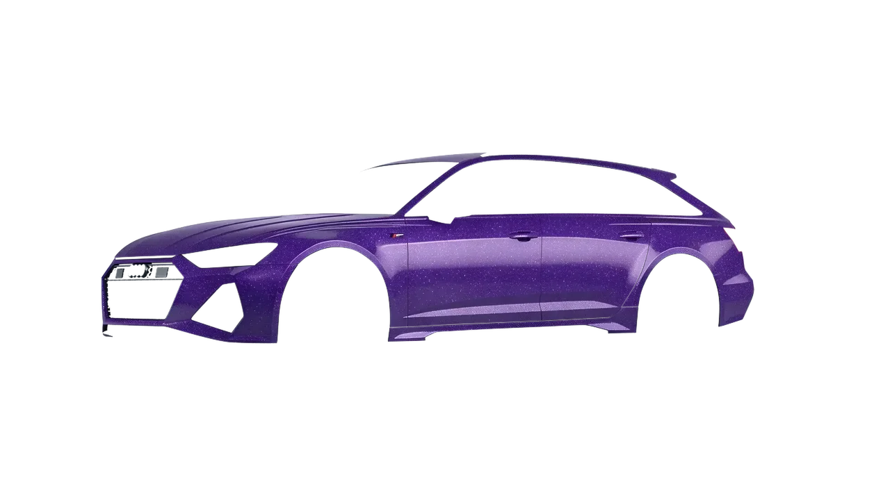 Audi RS6 Avant Performance 2023 wrapped in Purple (Avery Dennison SW900-587-D), front three-quarter view
