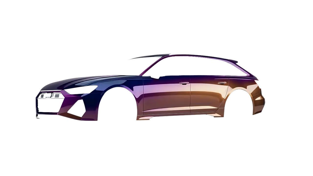 Audi RS6 Avant Performance 2023 wrapped in Gloss Flip Deep Space (3M GP278), front three-quarter view
