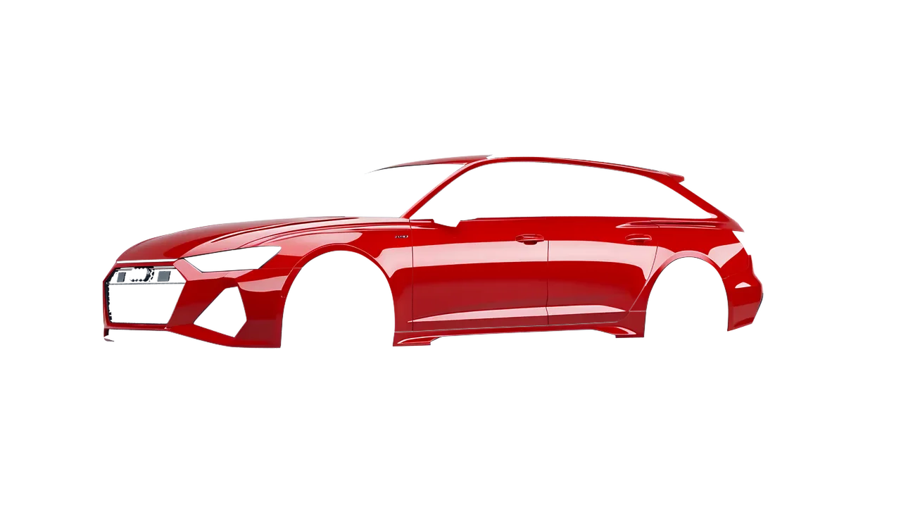 Audi RS6 Avant Performance 2023 wrapped in Hot Rod Red (3M G13), front three-quarter view