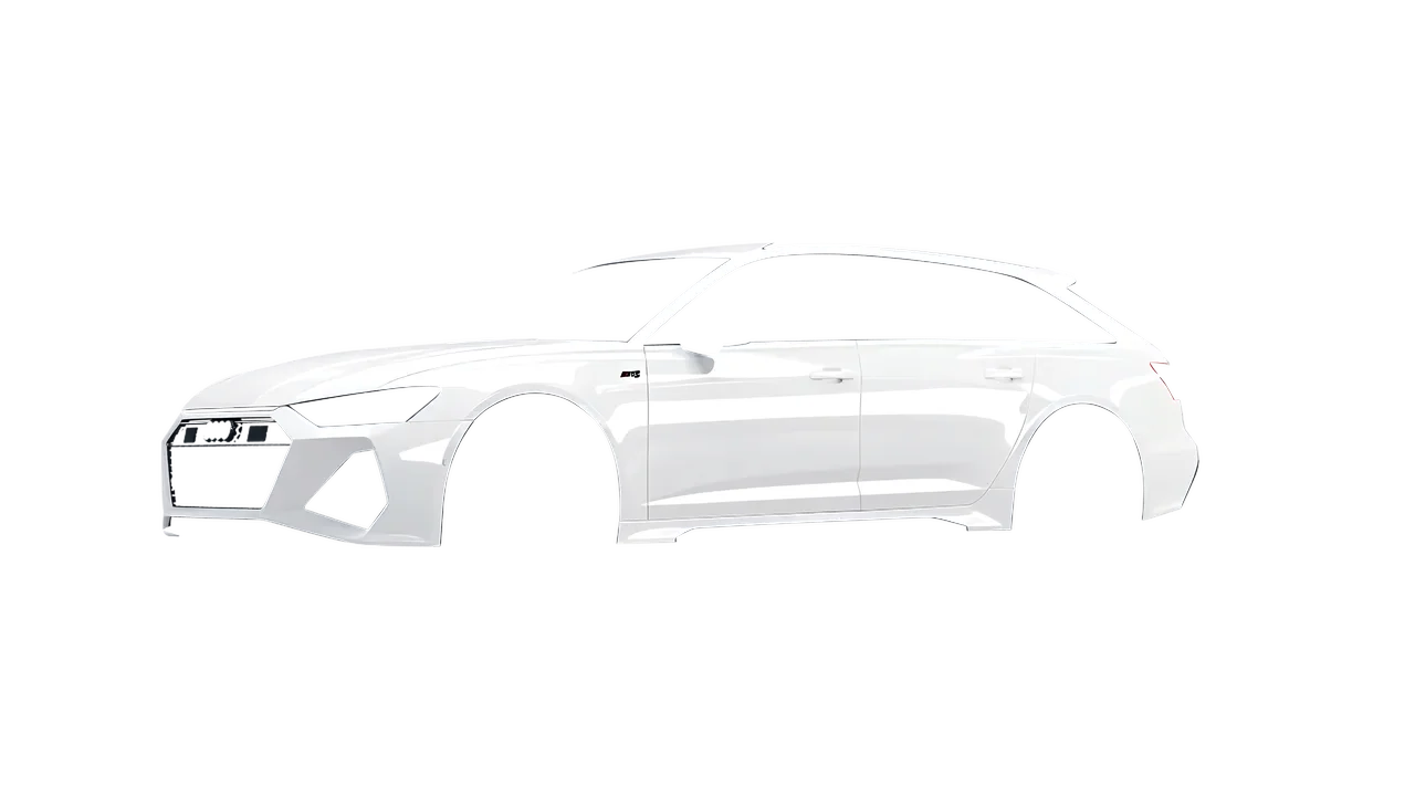 Audi RS6 Avant Performance 2023 wrapped in Gloss White (3M G10), front three-quarter view