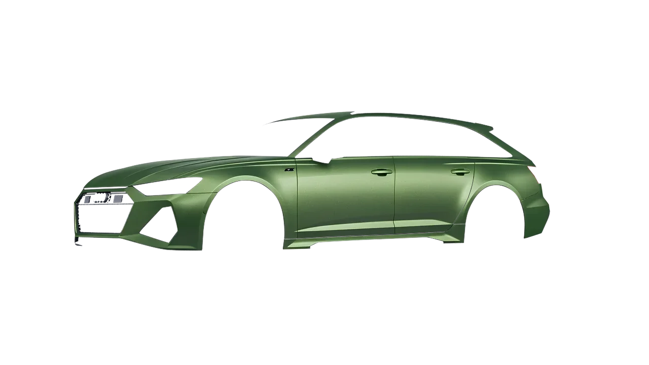 Audi RS6 Avant Performance 2023 wrapped in Apple Green (Avery Dennison SW900-745-M), front three-quarter view