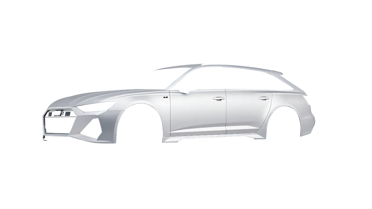 Audi RS6 Avant Performance 2023 wrapped in Matte Silver (3M M21), front three-quarter view