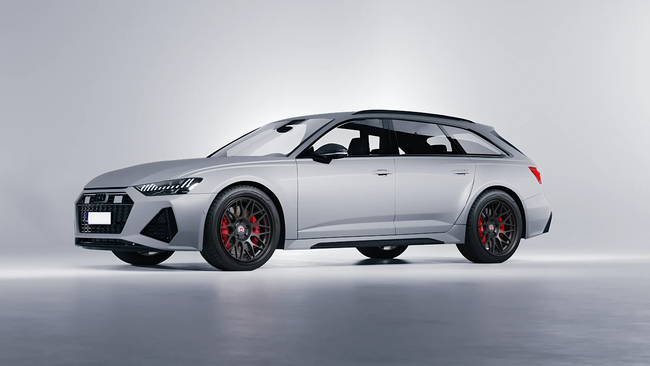 Audi RS6 Avant Performance 2023 on HRE Performance Wheels 300-GT forged wheels, front three-quarter view