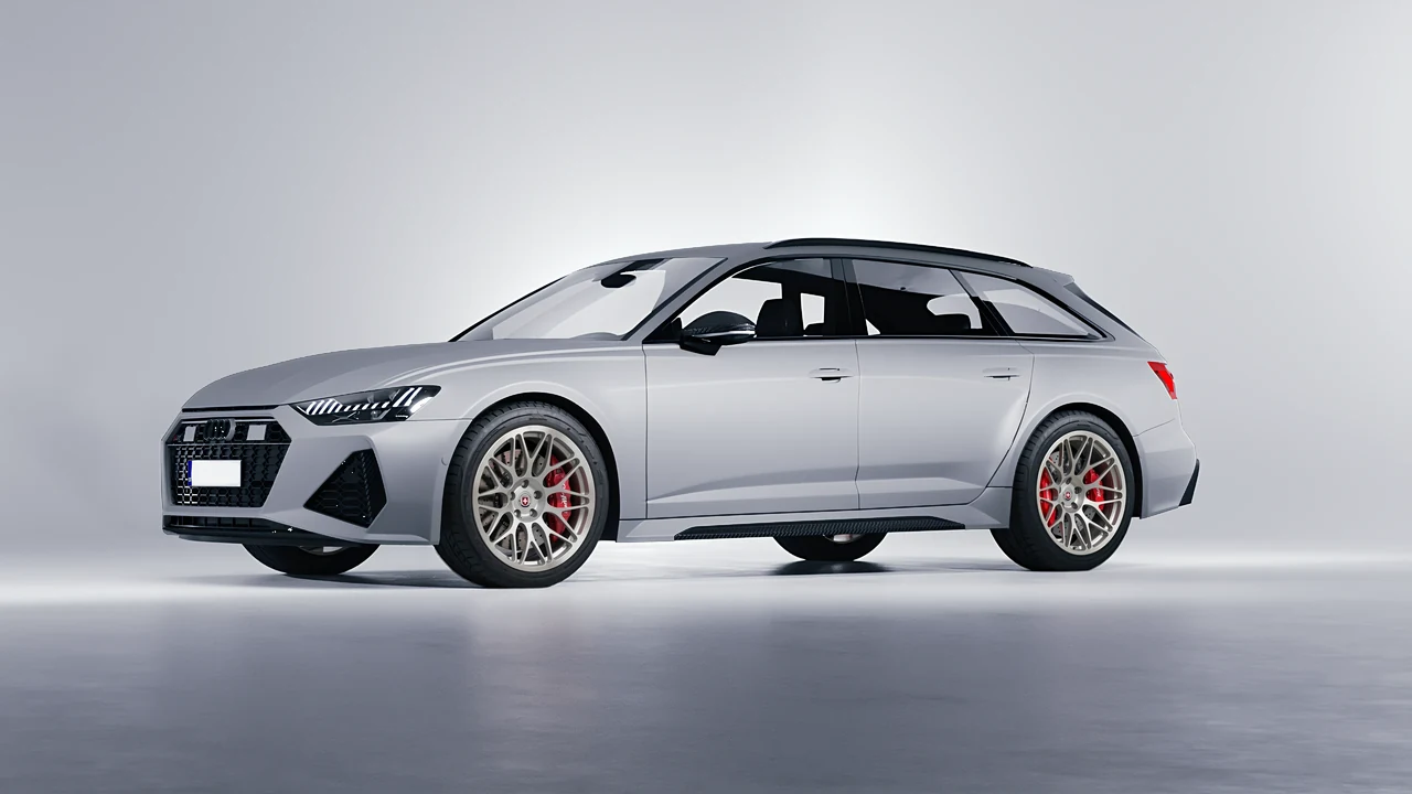 Audi RS6 Avant Performance 2023 on HRE Performance Wheels 300M forged wheels, front three-quarter view