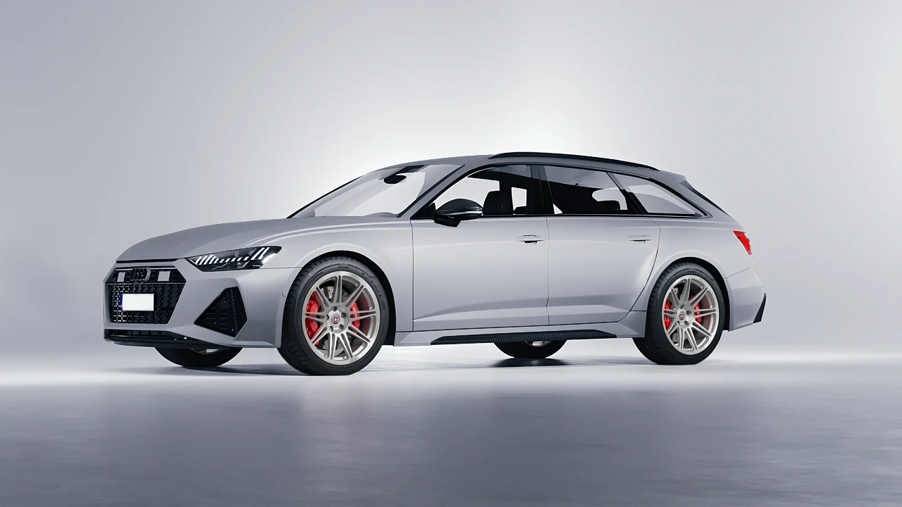Audi RS6 Avant Performance 2023 on HRE Performance Wheels 301M forged wheels, front three-quarter view
