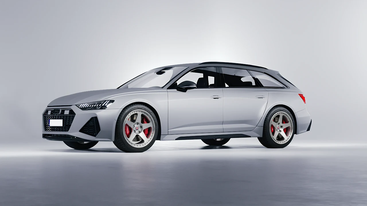 Audi RS6 Avant Performance 2023 on HRE Performance Wheels 305 forged wheels, front three-quarter view