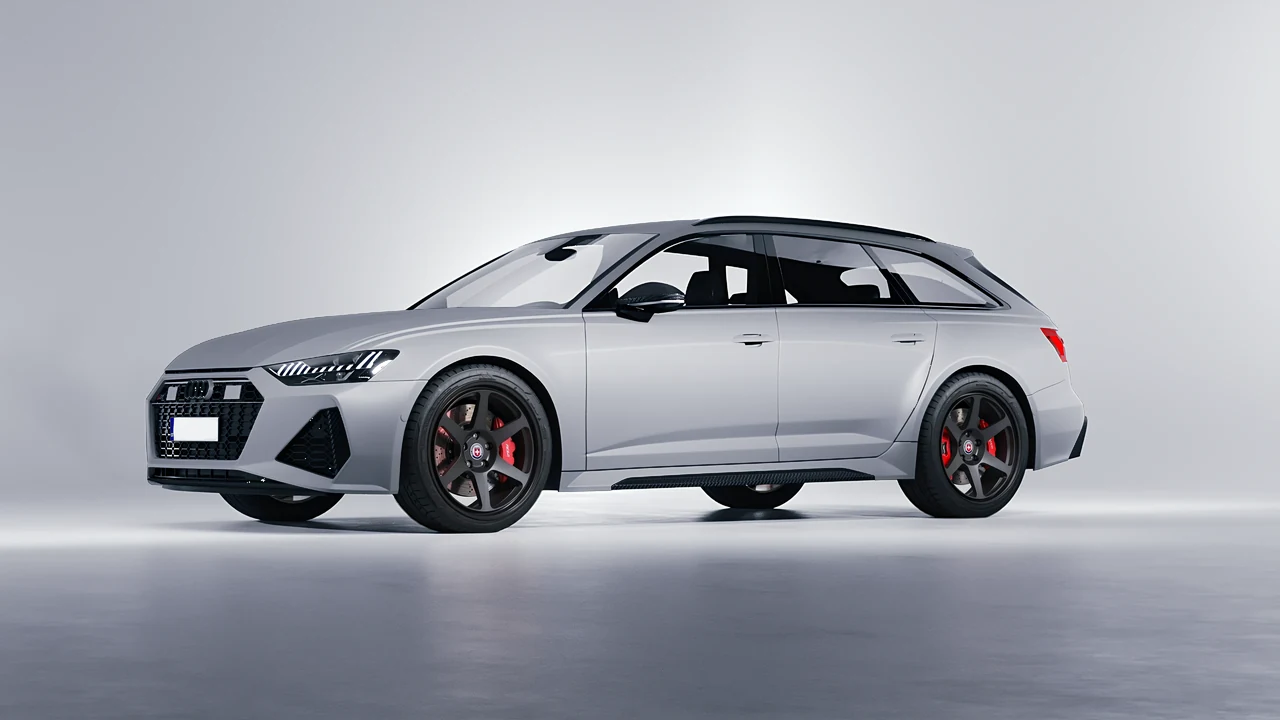 Audi RS6 Avant Performance 2023 on HRE Performance Wheels 306-GT forged wheels, front three-quarter view