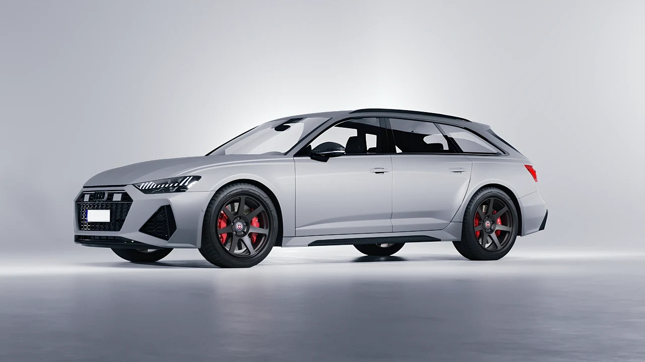 Audi RS6 Avant Performance 2023 on HRE Performance Wheels 307-GT forged wheels, front three-quarter view