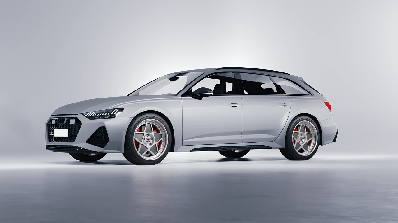 Audi RS6 Avant Performance 2023 on HRE Performance Wheels 505 forged wheels, front three-quarter view