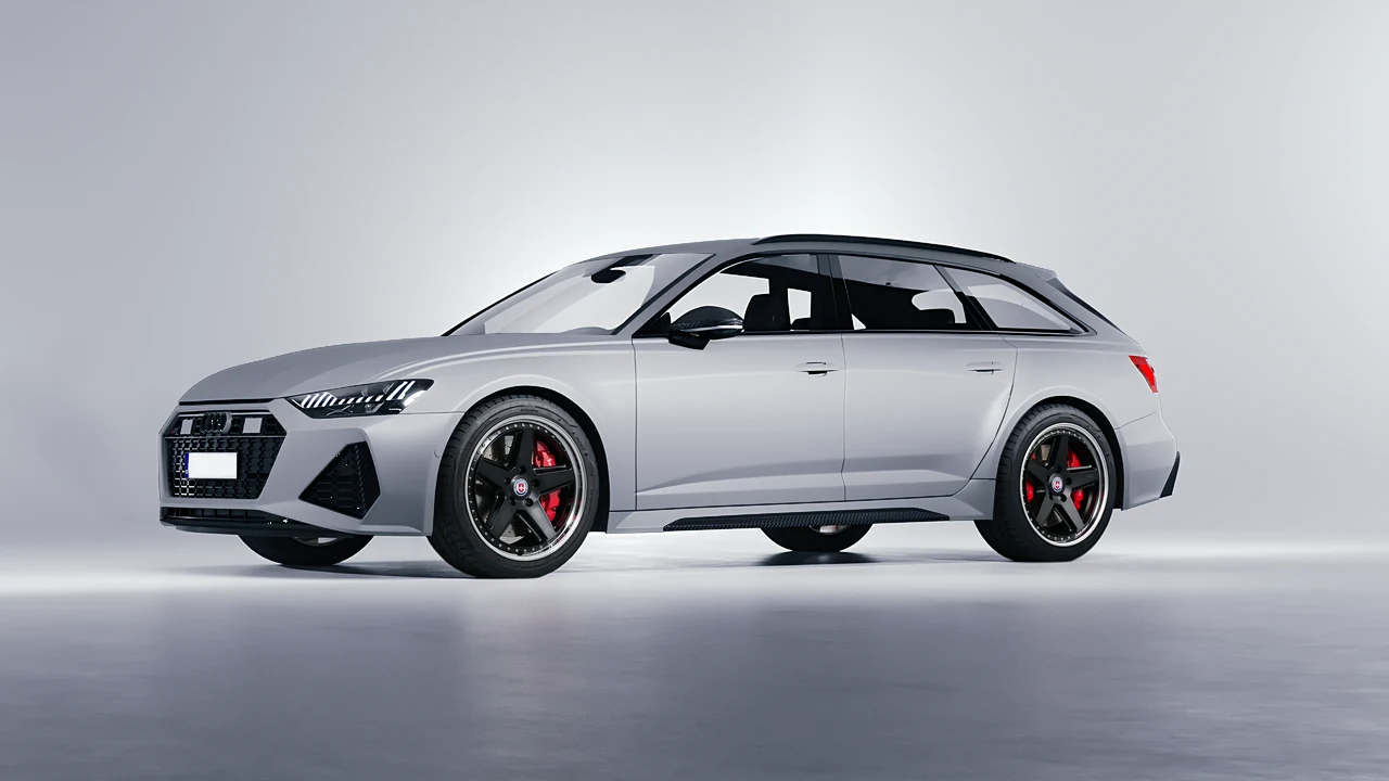 Audi RS6 Avant Performance 2023 on HRE Performance Wheels 517 forged wheels, front three-quarter view
