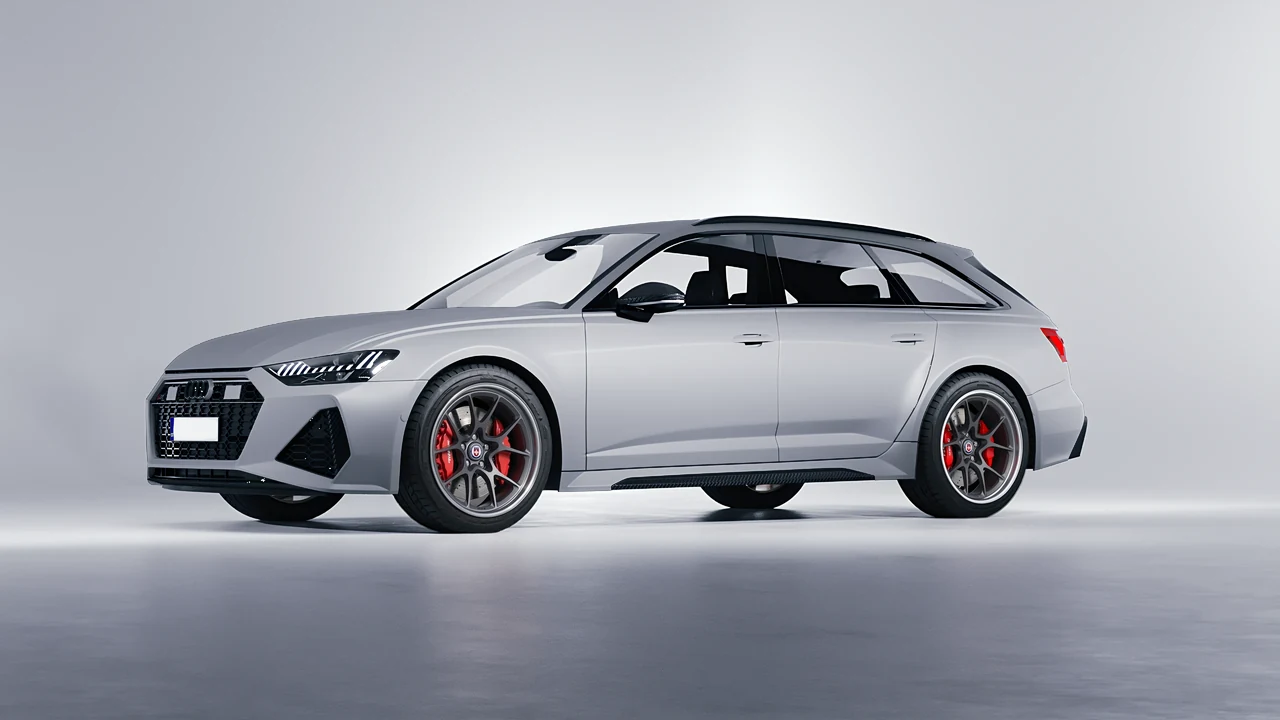 Audi RS6 Avant Performance 2023 on HRE Performance Wheels 521 forged wheels, front three-quarter view