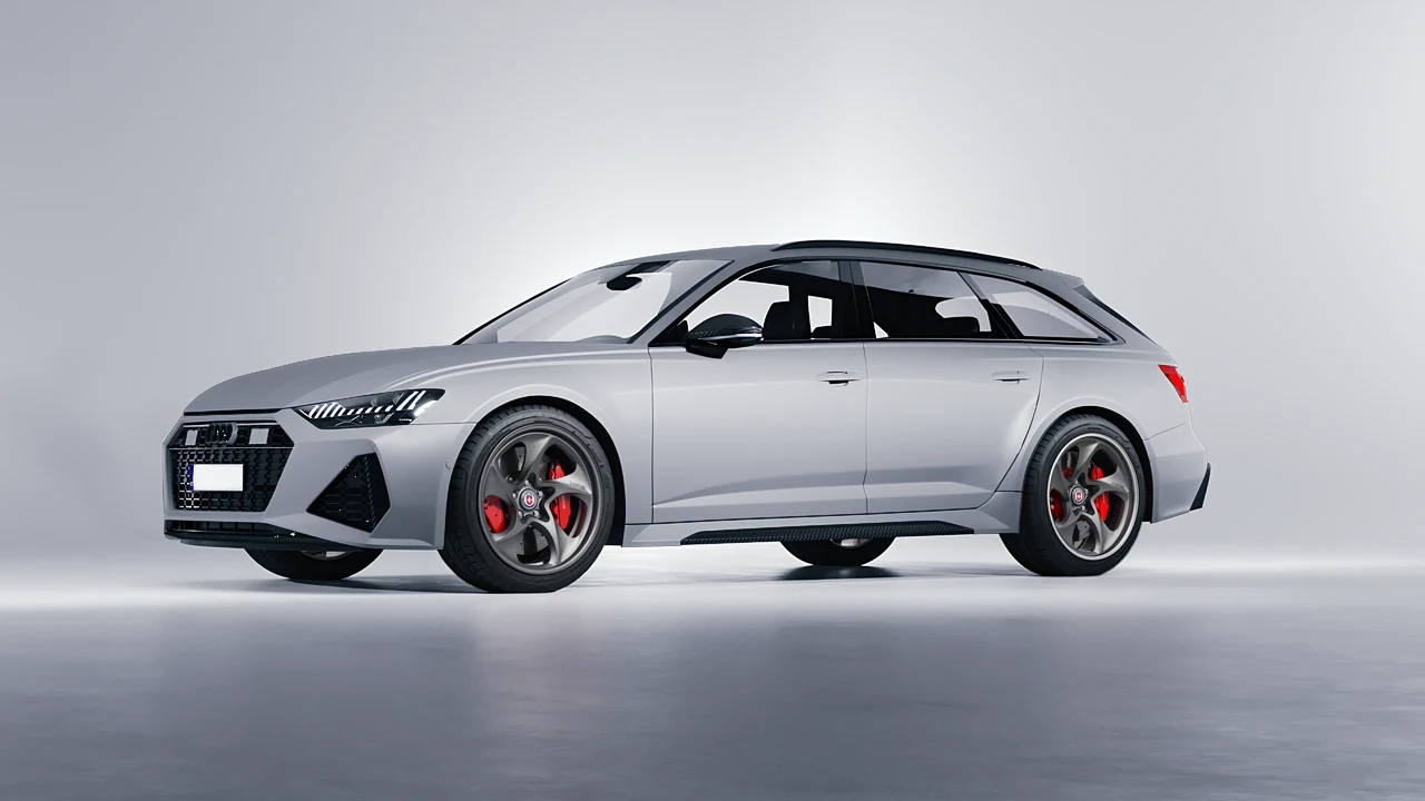 Audi RS6 Avant Performance 2023 on HRE Performance Wheels 522 forged wheels, front three-quarter view