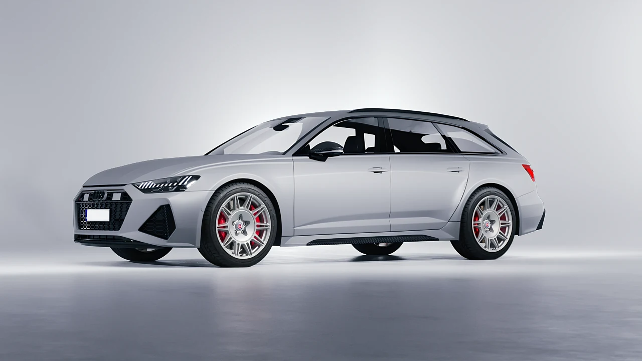 Audi RS6 Avant Performance 2023 on HRE Performance Wheels 528M forged wheels, front three-quarter view