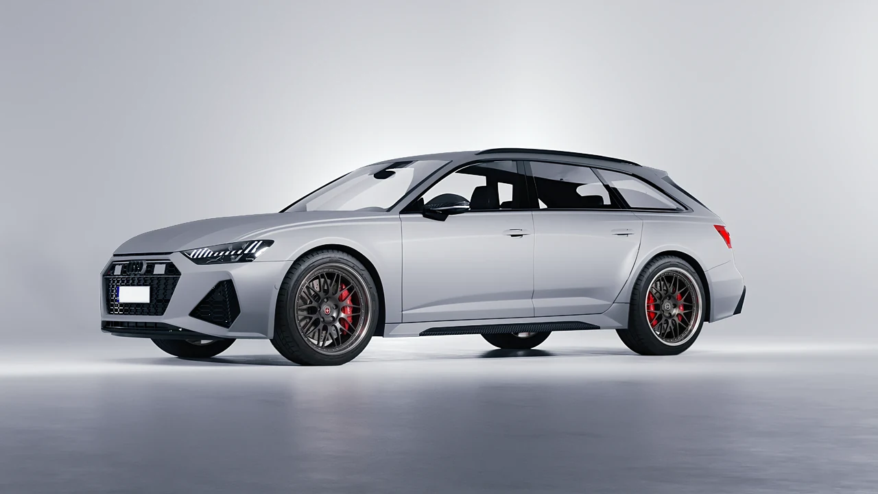 Audi RS6 Avant Performance 2023 on HRE Performance Wheels 540 forged wheels, front three-quarter view