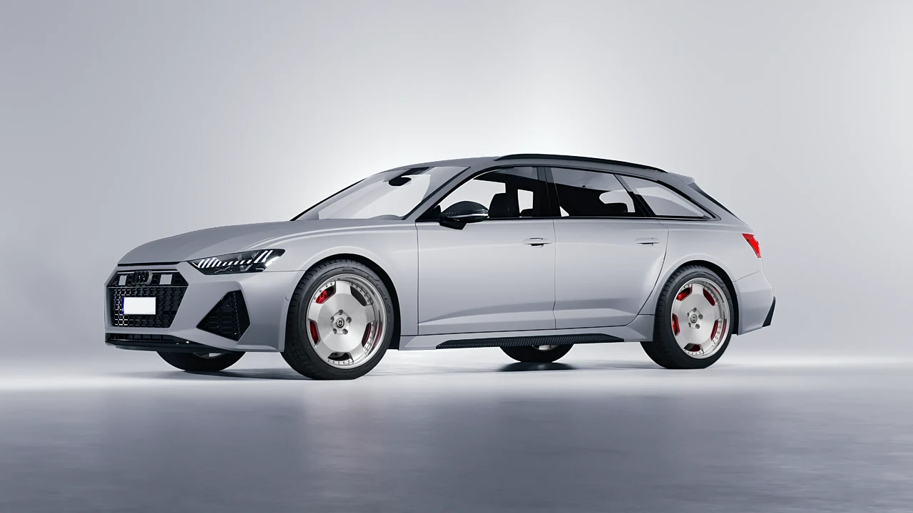 Audi RS6 Avant Performance 2023 on HRE Performance Wheels 544 forged wheels, front three-quarter view