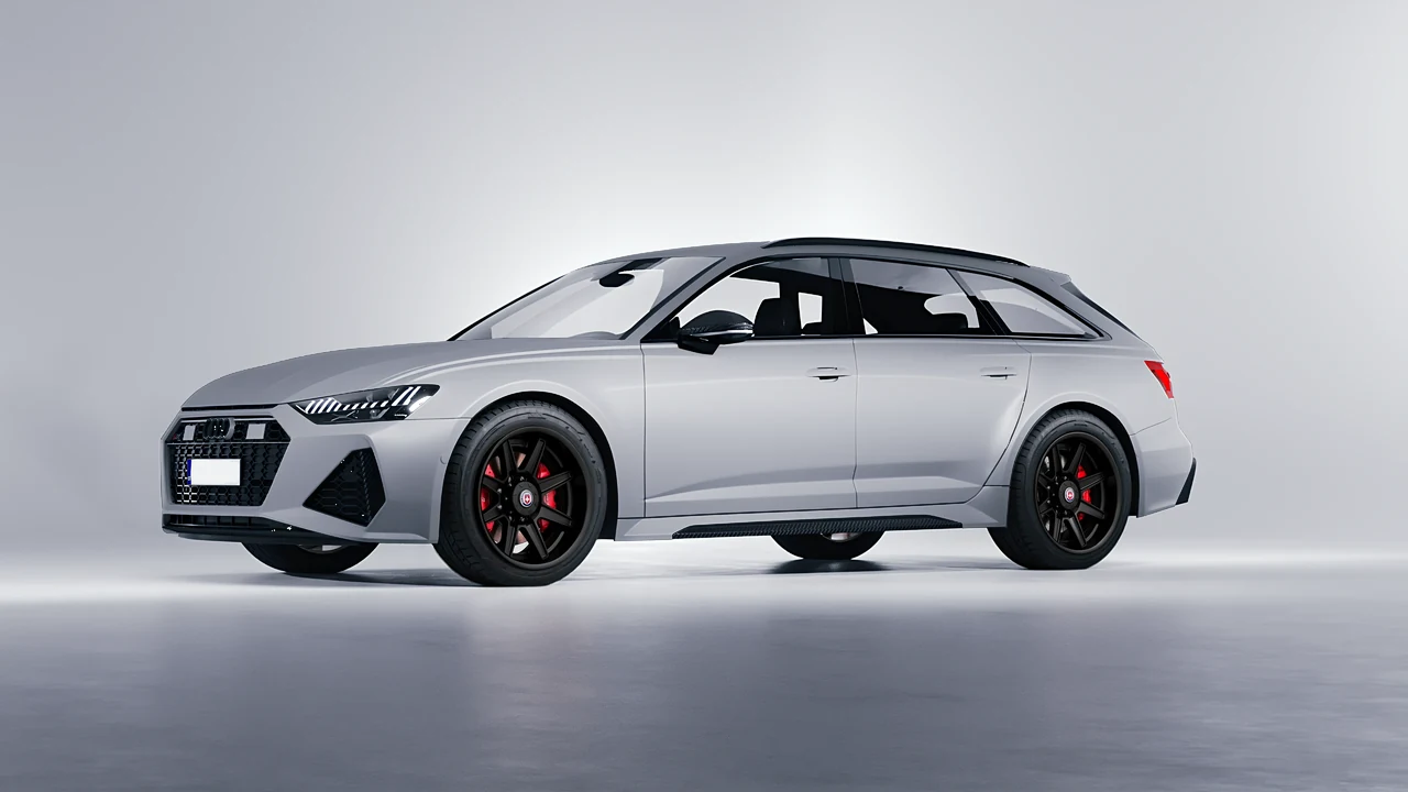 Audi RS6 Avant Performance 2023 on HRE Performance Wheels HD188H forged wheels, front three-quarter view