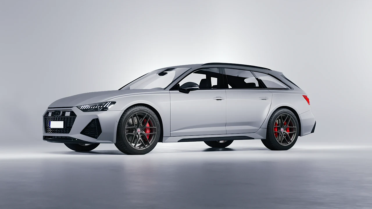Audi RS6 Avant Performance 2023 on HRE Performance Wheels P161 forged wheels, front three-quarter view